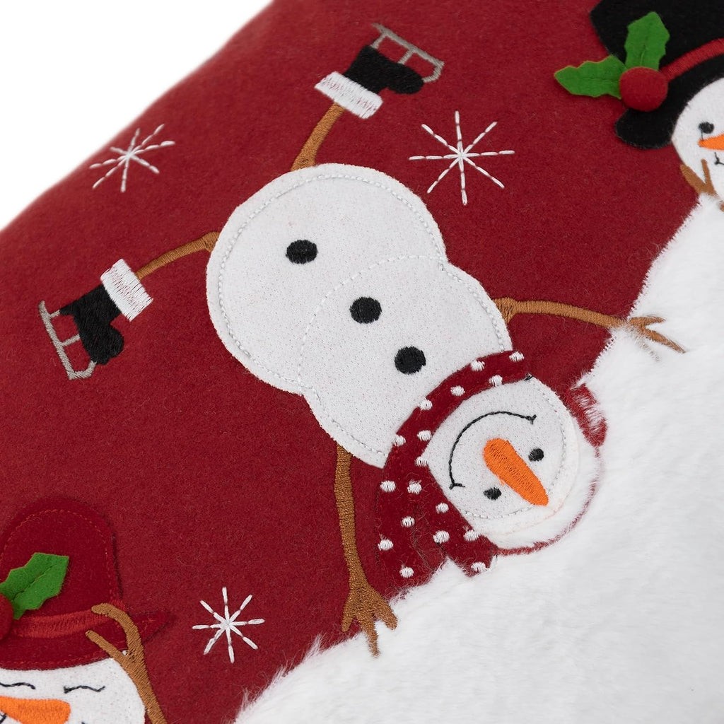 Christmas Throw Pillow Cover Applique Santa Claus Pillow Case Embroidery Cushion Cover for Festive Sofa Couch Living Room Bed Home Decor Christmas Red