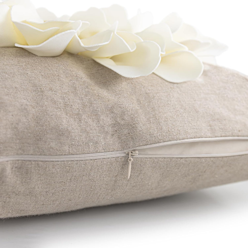 Decorative 3D Flower Throw Pillow Cover Creamy