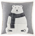 Applique Pocket Bear Throw Pillow Cover Grey Wool - Default Title