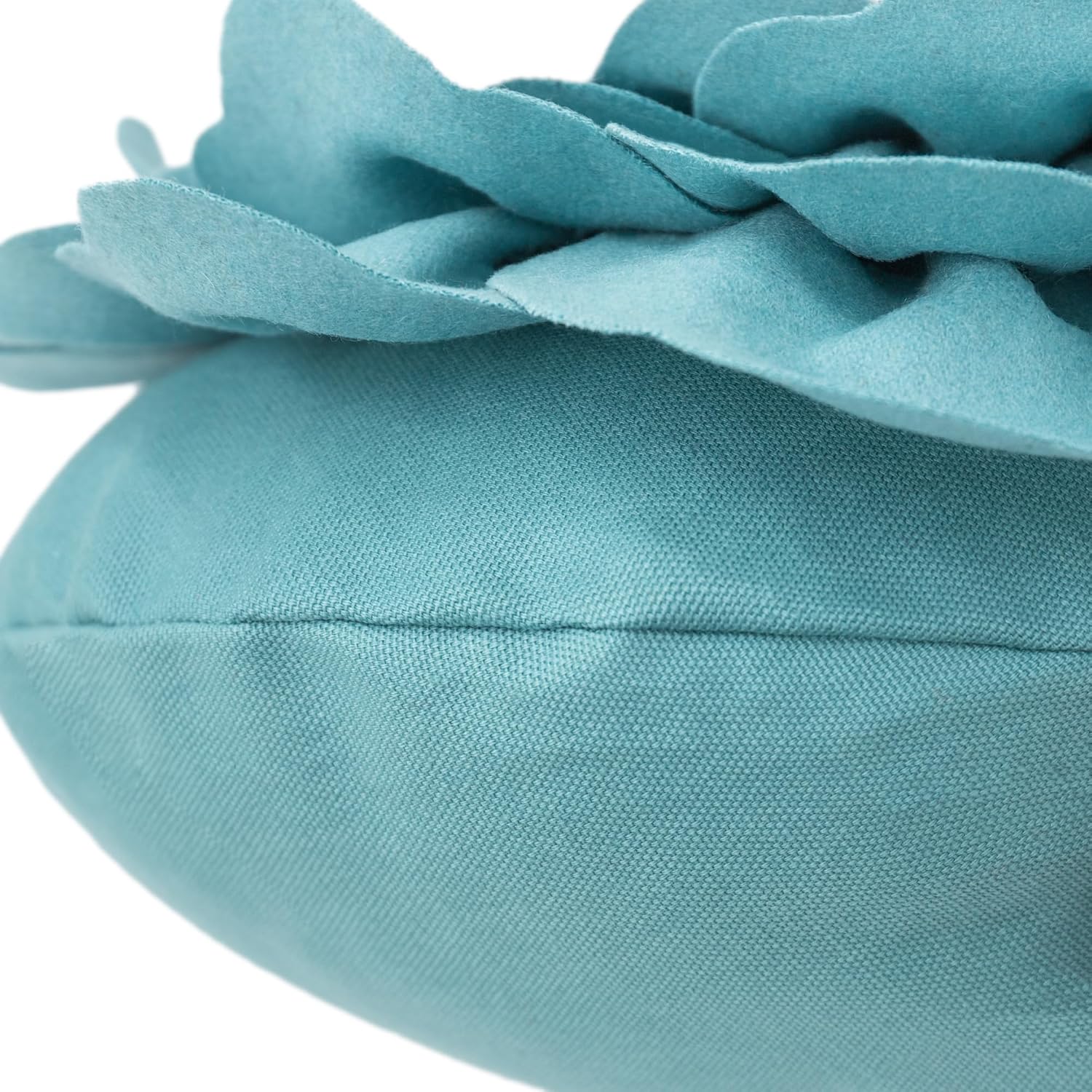 VG|teal-blue|Flower Throw Pillow Cover Decorative Round Pillowcase Floral Cushion for Bed Sofa Couch Car Decor