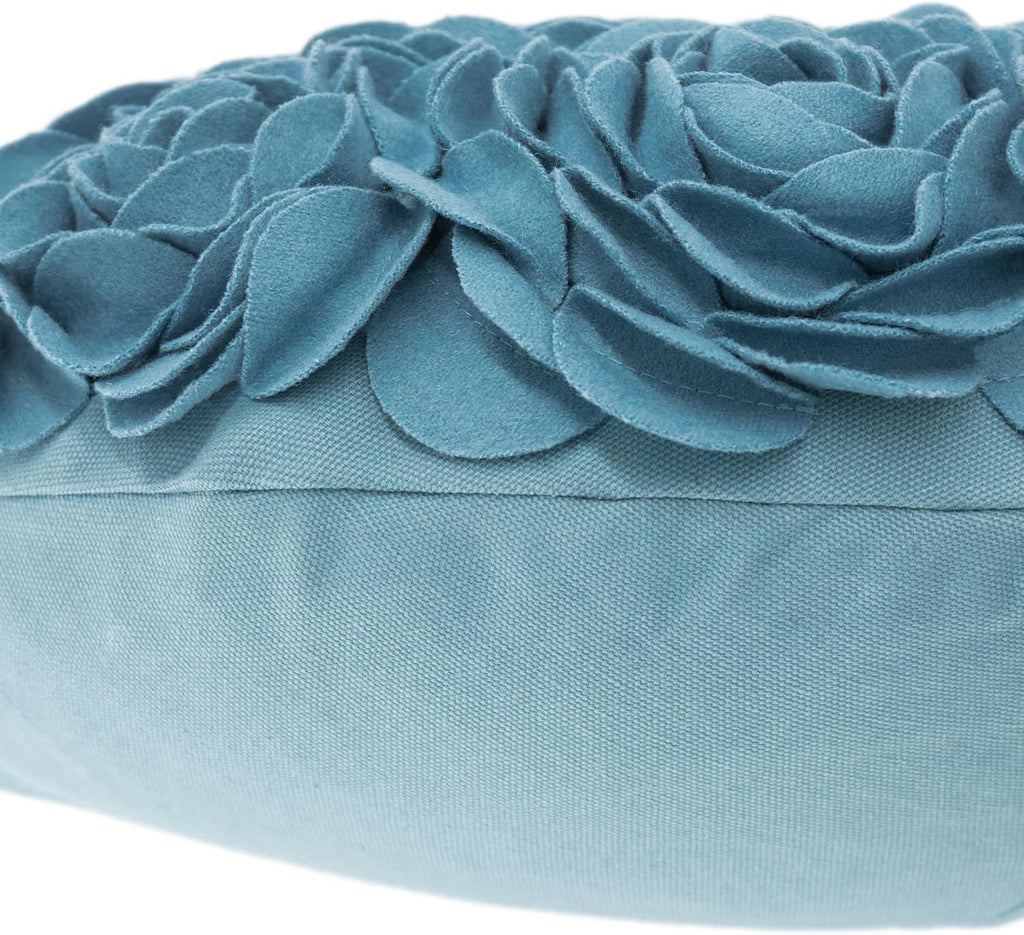 VG|teal-blue|Heart Flower Throw Pillow Covers