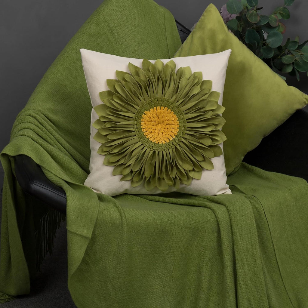 VG|green-banana-green|3D Sunflowers Throw Pillow Cover Wine Red