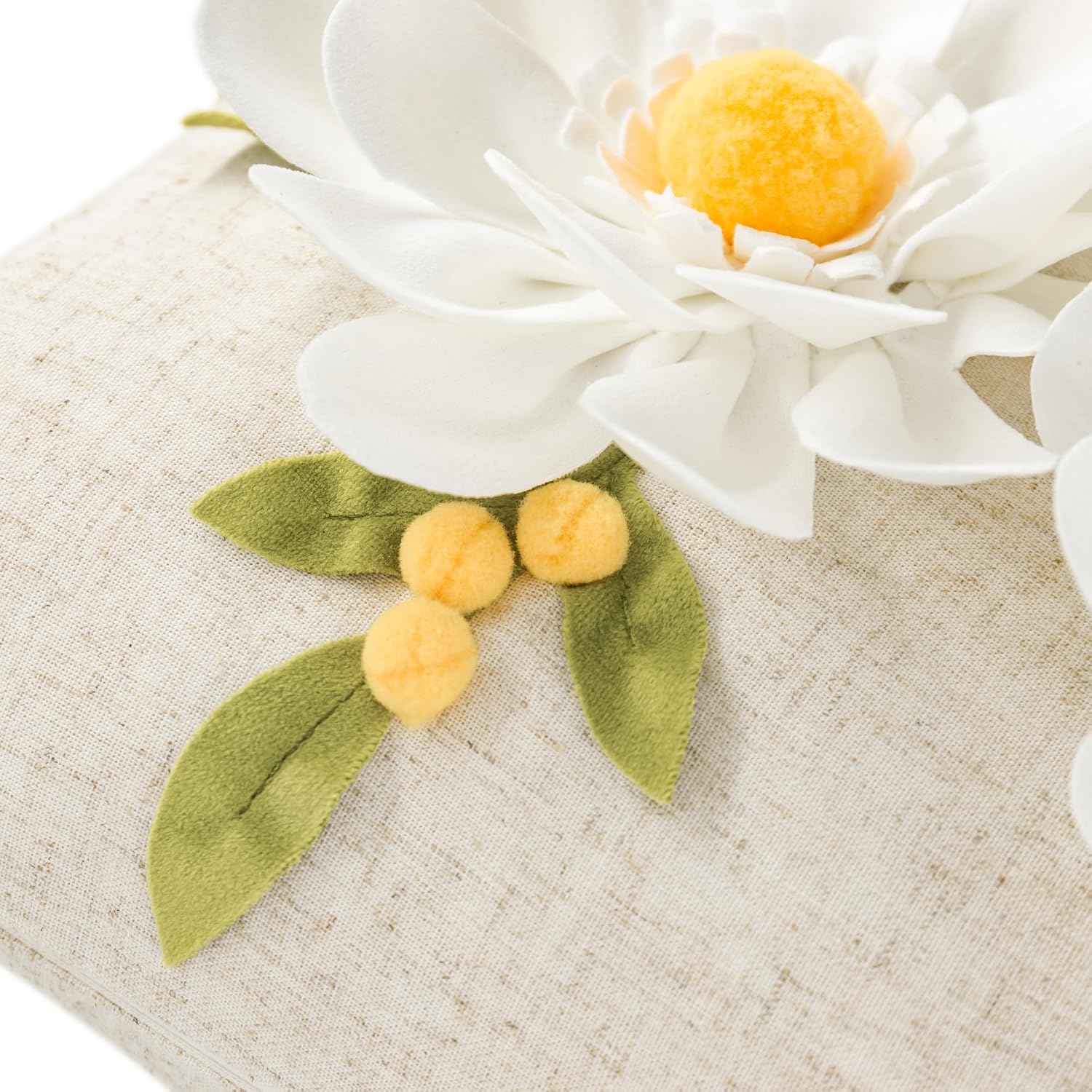3D Flower Lumbar Throw Pillow Covers White