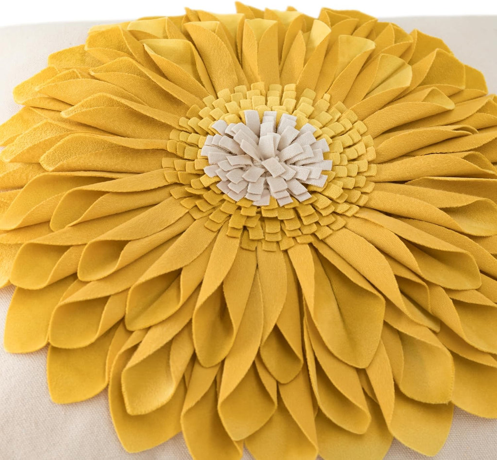 VG|yellow-yellow-beige-canvas|3D Sunflowers Throw Pillow Cover Wine Red
