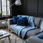 VG|navy-blue-persian-velvet|Handmade 3D Floral Throw Pillow Cover