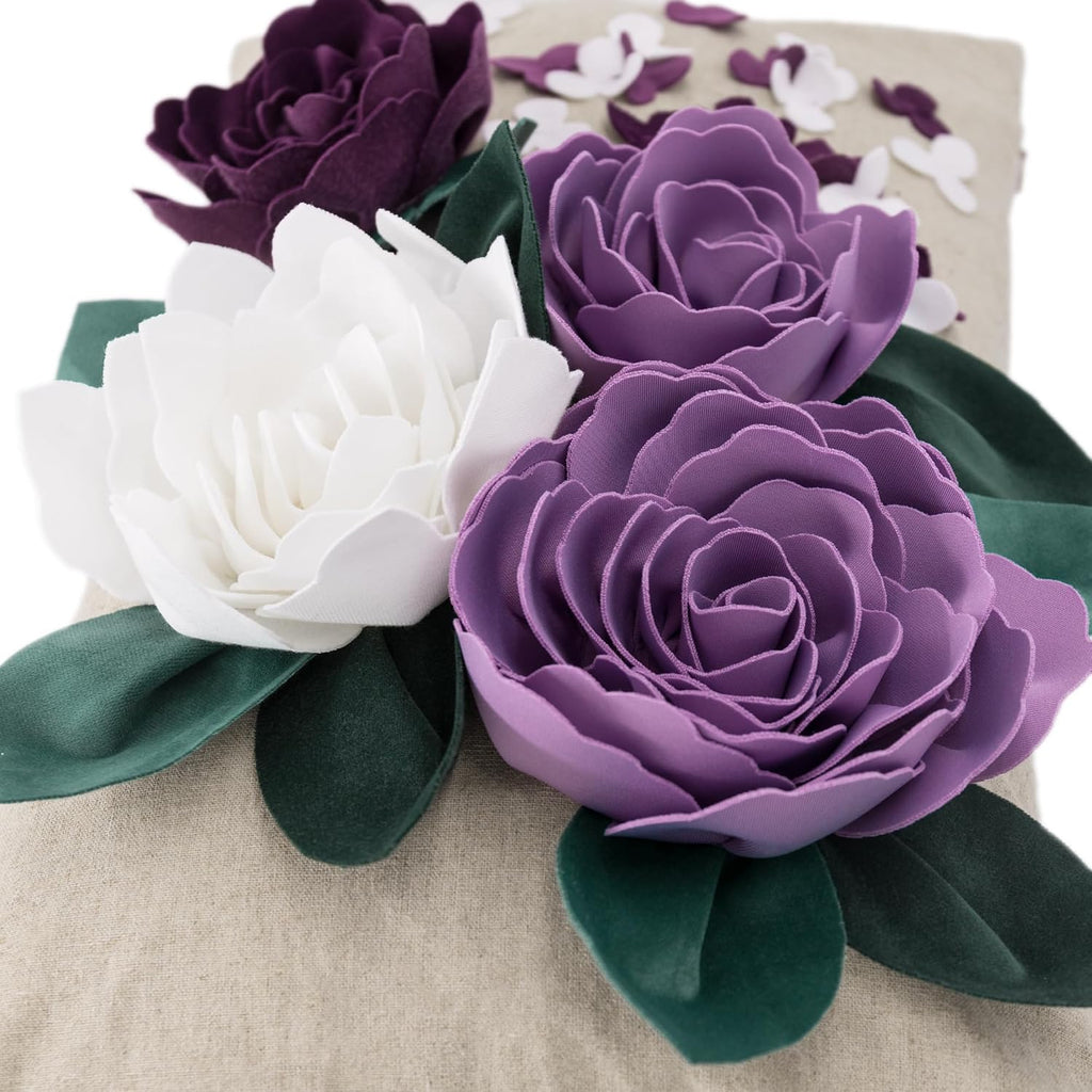 VG|b-middle-purple|3D Flower Throw Pillow Cover