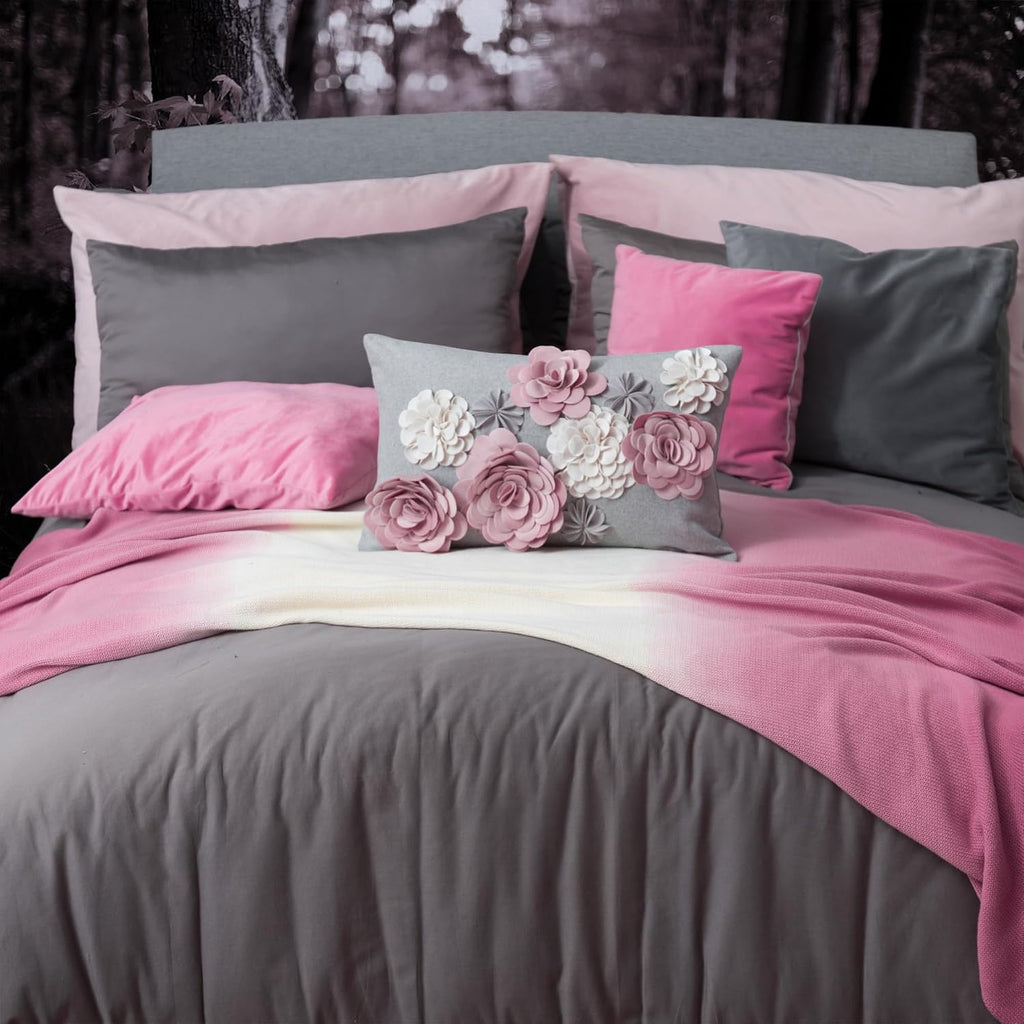 3D Flower Throw Pillow Cover