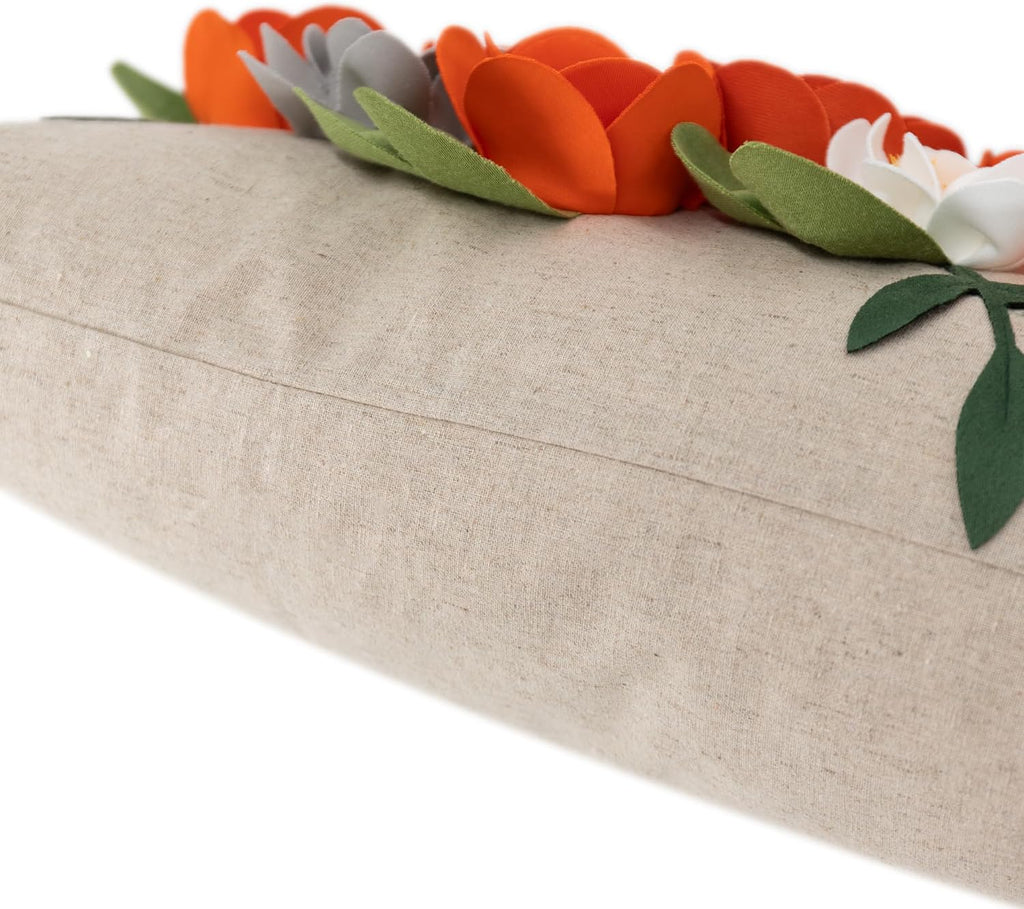 VG|3dflower-g-orange|Decorative 3D Flower Throw Pillow Covers