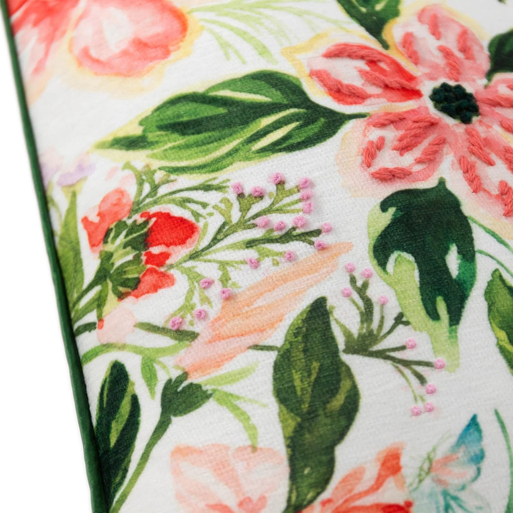Floral Decorative Throw Pillow Cover, Tropical Garden Design, Multicolor