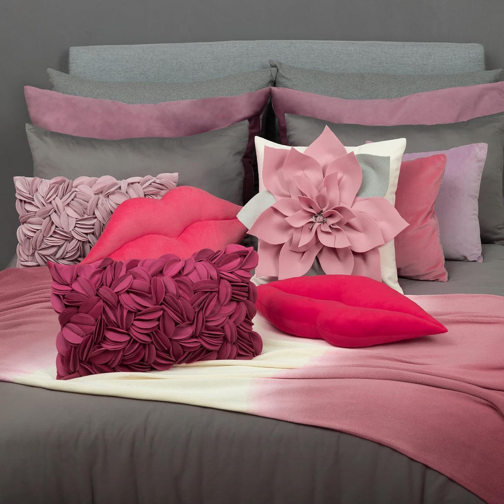 VG|pink|Luxury 3D Flower Throw Pillow Cover