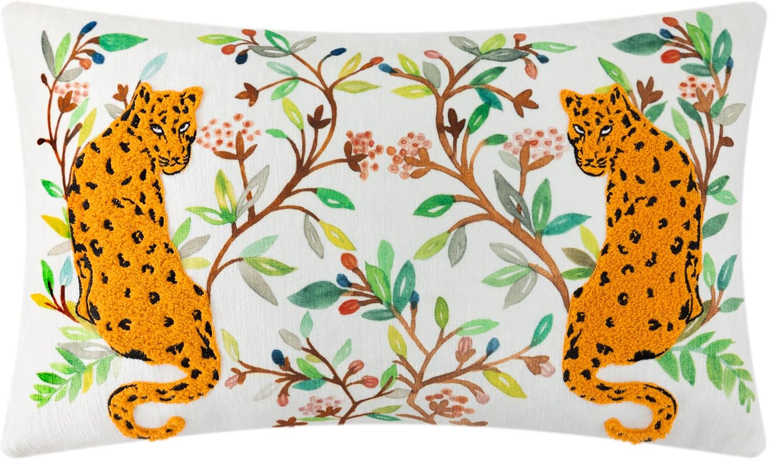 Embroidered Leopard Decorative Throw Pillow Cover - Default Title