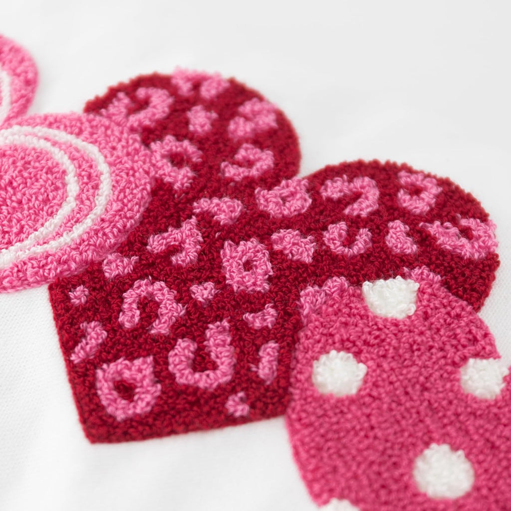 Canvas Throw Pillow Cover with Pink Hearts Embroidered Design for Living Room Couch Sofa Bed Aesthetic