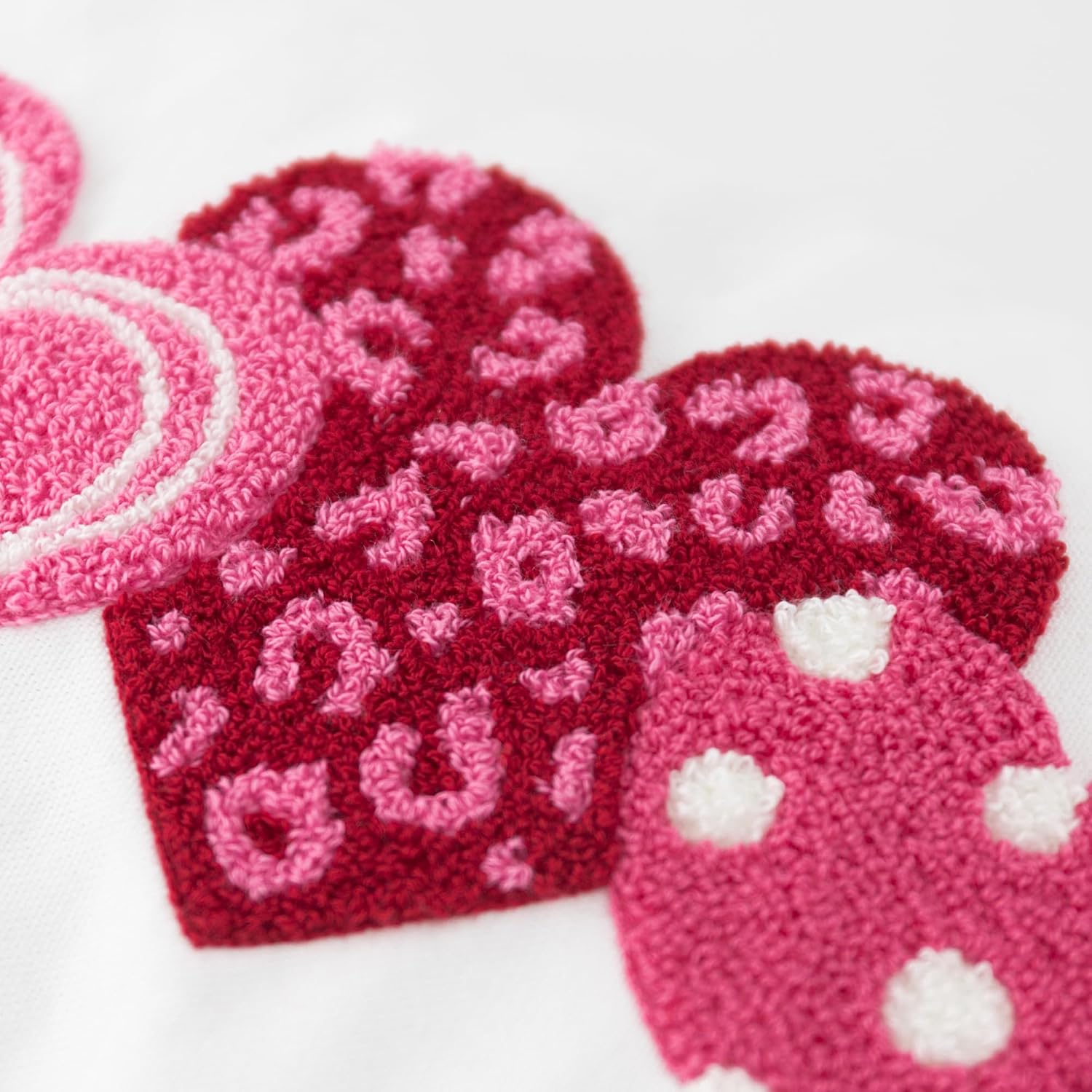 Canvas Throw Pillow Cover with Pink Hearts Embroidered Design for Living Room Couch Sofa Bed Aesthetic