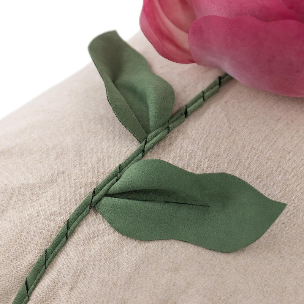 VG|burgundy|Yarn Rose Throw Pillow Cover