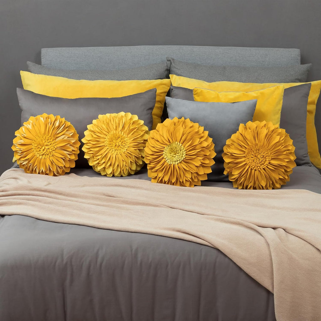3D Sunflower Throw Pillow Cover, Gold Yellow