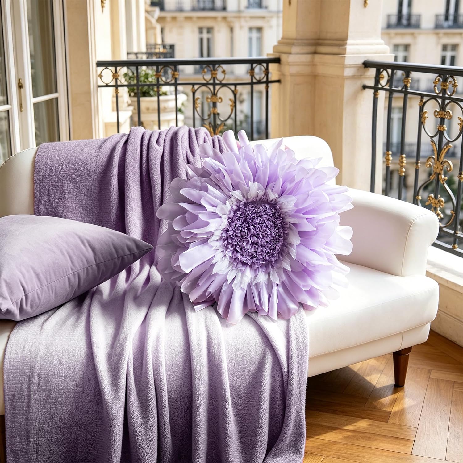 VG|lavender|Decorative 3D Flower Shaped Throw Pillow