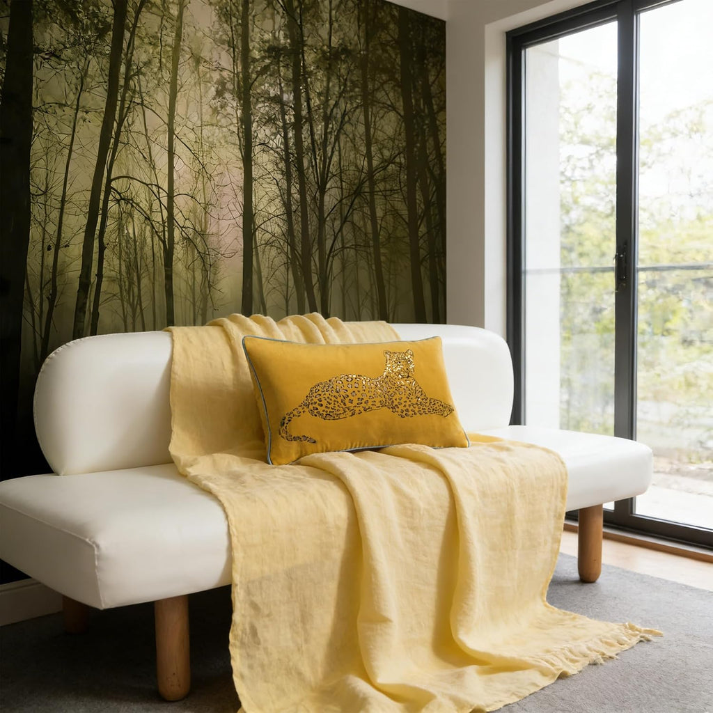 VG|yellow|Leopard Print Throw Pillow Cover Decorative Velvet Cushion with Gold Foil Printing for Bed Couch Chair Car
