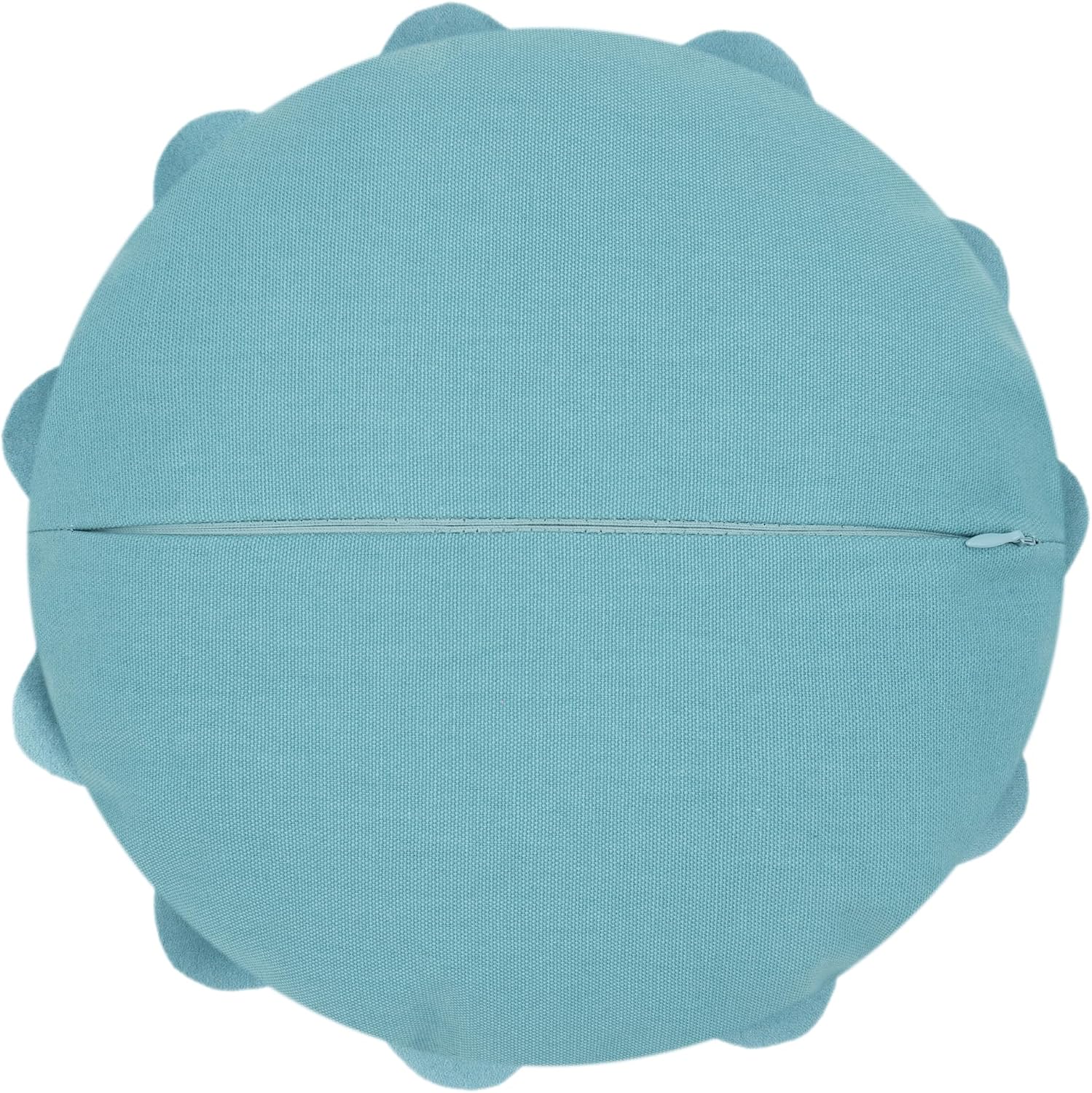 VG|teal-blue|Flower Throw Pillow Cover Decorative Round Pillowcase Floral Cushion for Bed Sofa Couch Car Decor