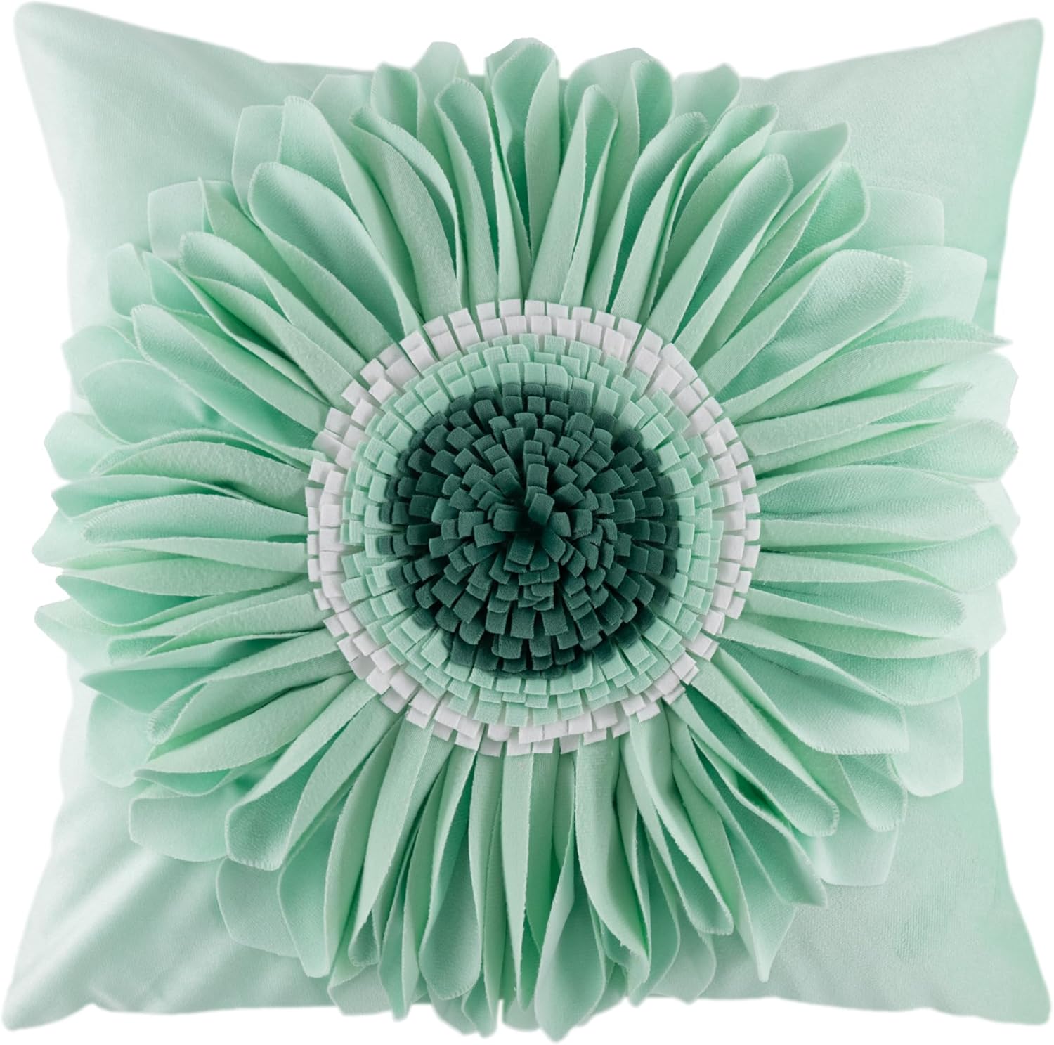 3D Sunflowers Throw Pillow Cover Wine Red - Green-mint Green