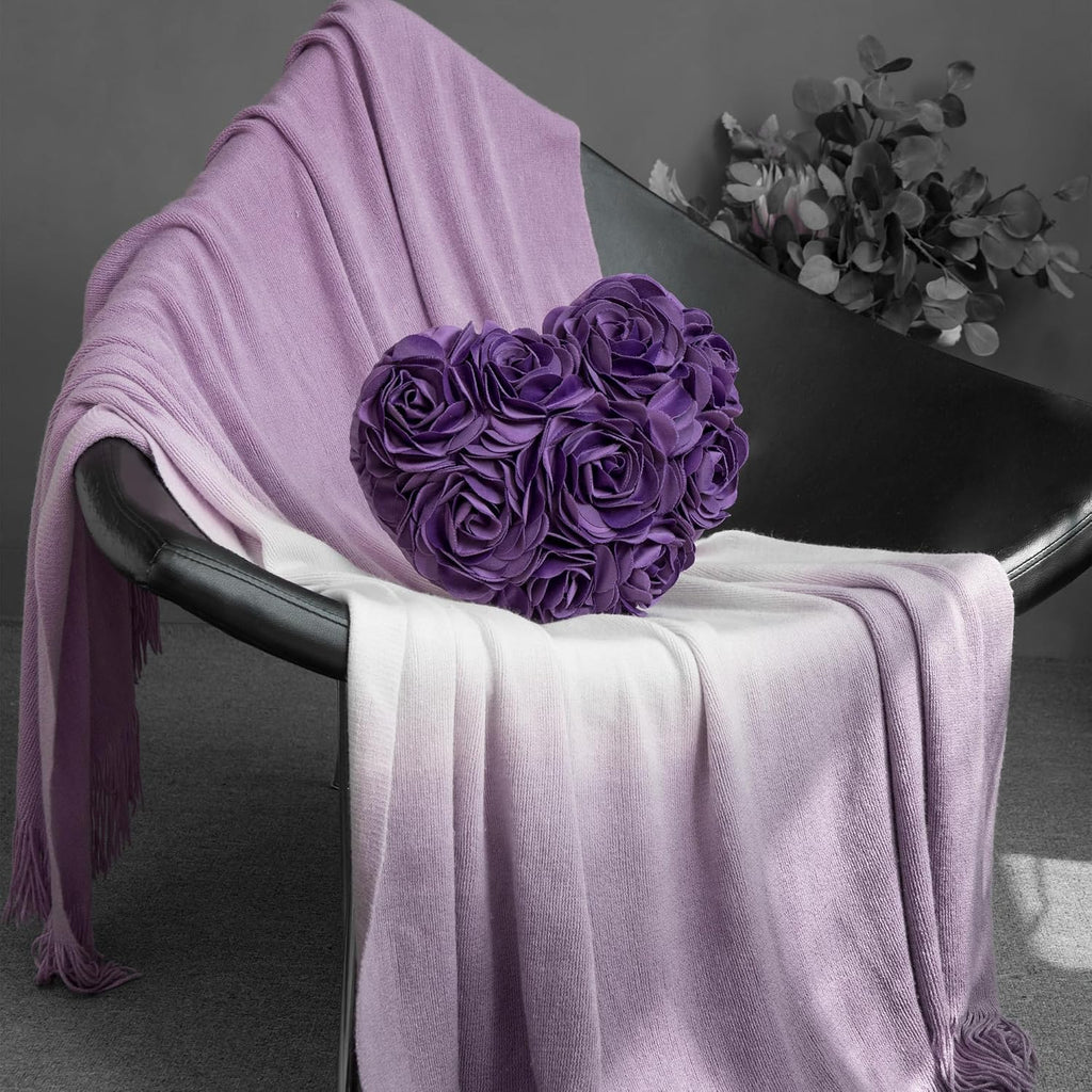 VG|purple|Heart Flower Throw Pillow Covers
