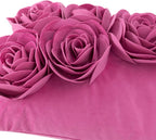VG|hot-pink|3D Flowers Throw Pillow Cover Decorative Soft Velvet Accent Floral Cushion Lumbar Pillowcase for Bed Sofa Couch Living Room
