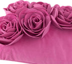 VG|hot-pink|3D Flower Throw Pillow Cover Handmade Floral Soft Velvet Lumbar Cushion for Bed Living Room Chair Couch Decor Gold