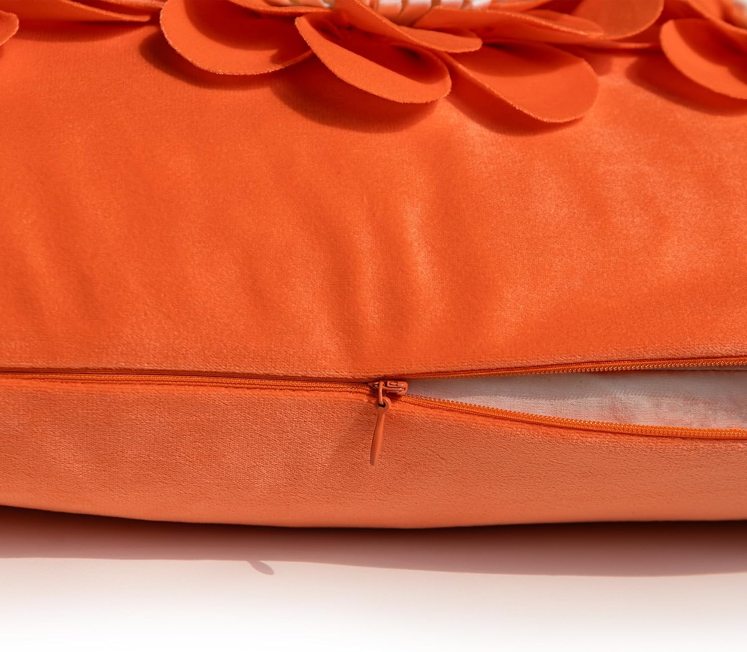 VG|orange|3D Flower Throw Pillow Cover