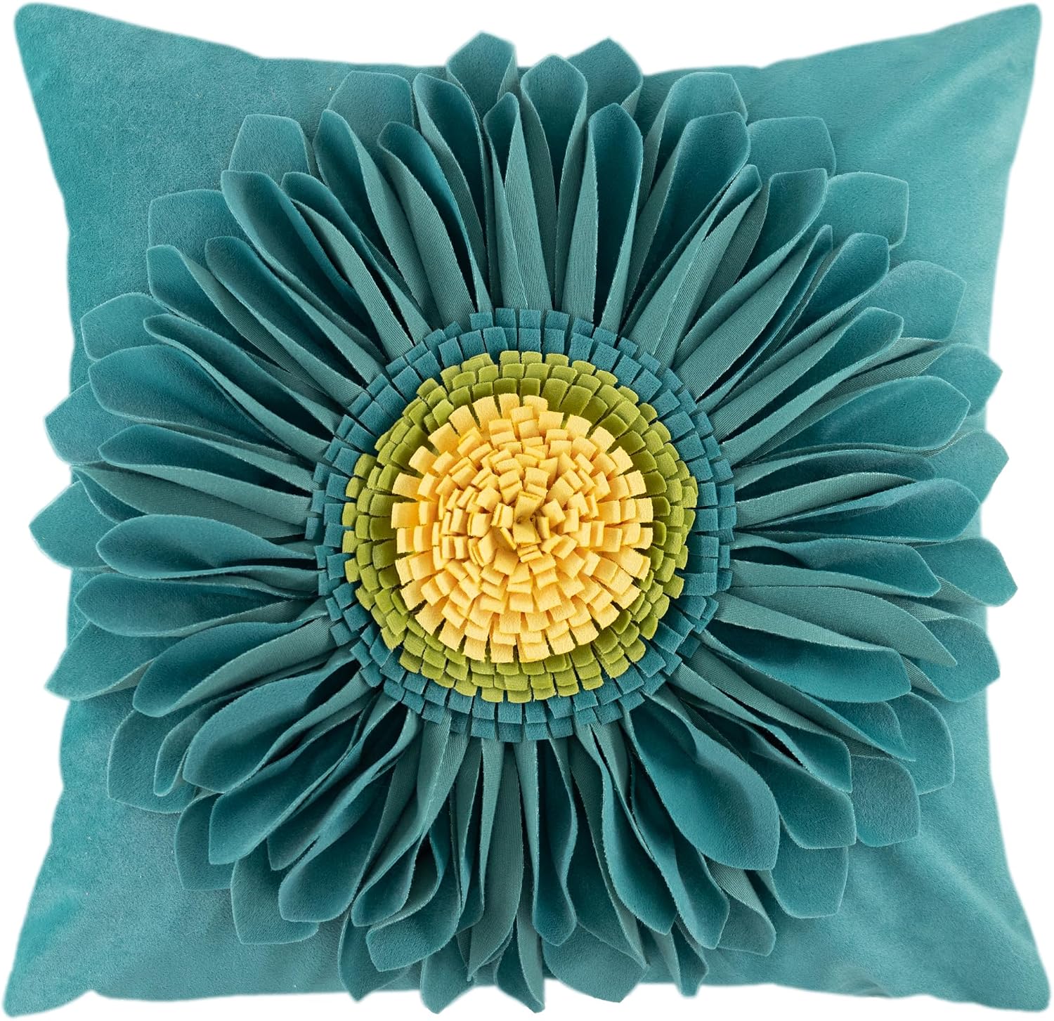 3D Sunflowers Throw Pillow Cover Wine Red - Green-teal Green