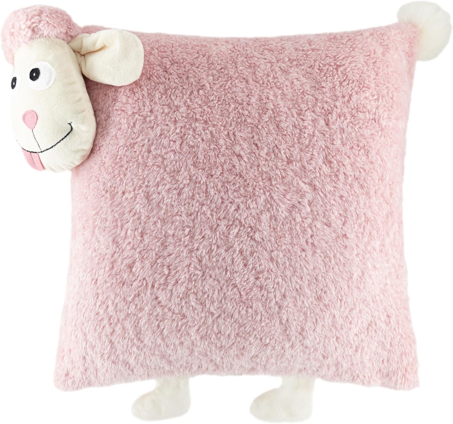 Faux Fur 3D Sheep Throw Pillow Cover - Pink