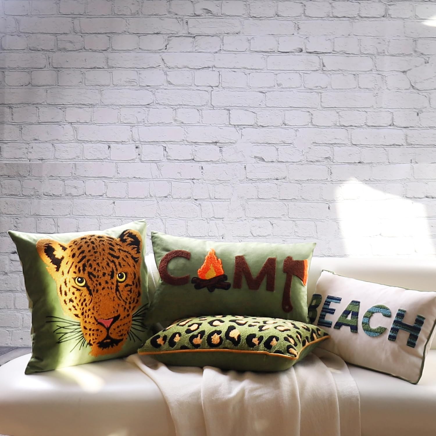 Embroidered Decorative Throw Pillow Cover