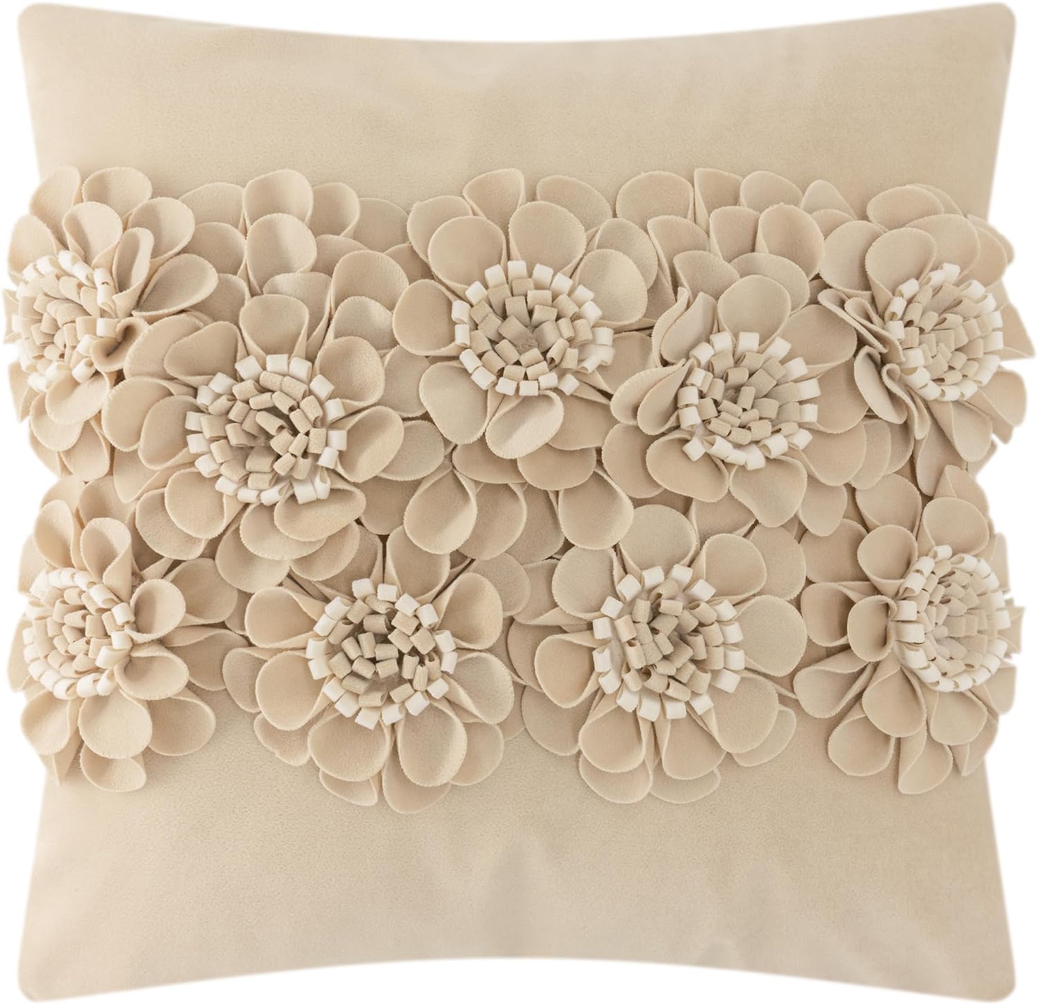 VG|camel|Handmade 3D Flower Throw Pillow Cover