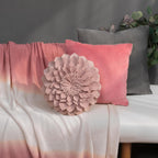 VG|rose-gold-pink|3D Flower Throw Pillow Cover Decorative Round Cushion Floral Accent Pillowcase for Bedroom Living Room Bed Couch Pink Velvet