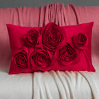 VG|red|3D Flowers Throw Pillow Cover Decorative Soft Velvet Accent Floral Cushion Lumbar Pillowcase for Bed Sofa Couch Living Room