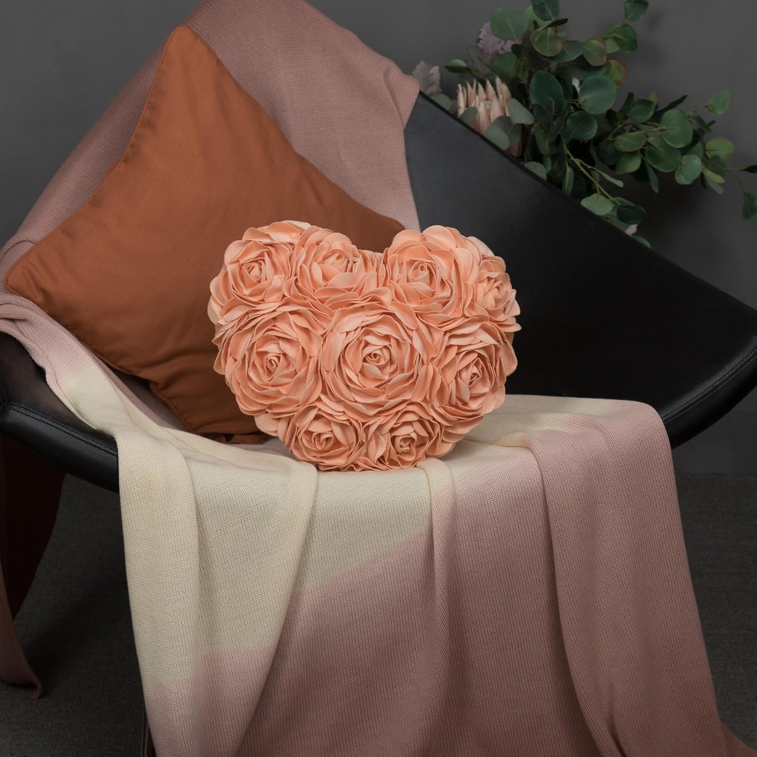 VG|peach-pink|Heart Flower Throw Pillow Covers
