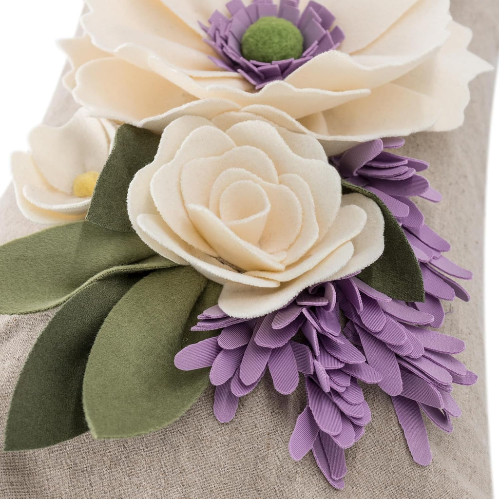VG|cream-purple|3D Flower Throw Pillow Cover