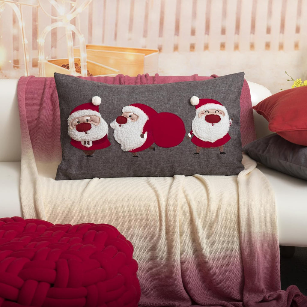 Christmas Throw Pillow Cover Santa Claus Cushion Cover Case Pillowcase Decoration for Sofa Couch Bed Home Xmas Decor