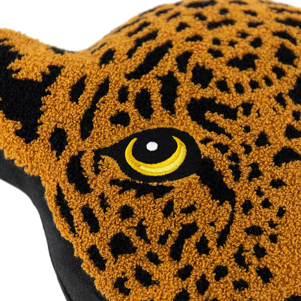 3D Leopard Face Shaped Throw Pillow, Embroidered Animal Decorative Cushion
