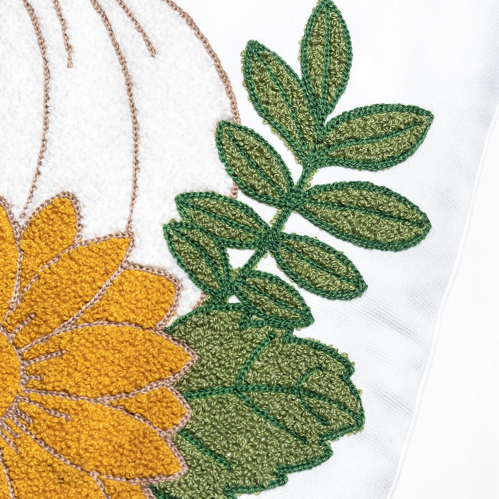 Fall Floral Pumpkin Embroidered Throw Pillow Cover