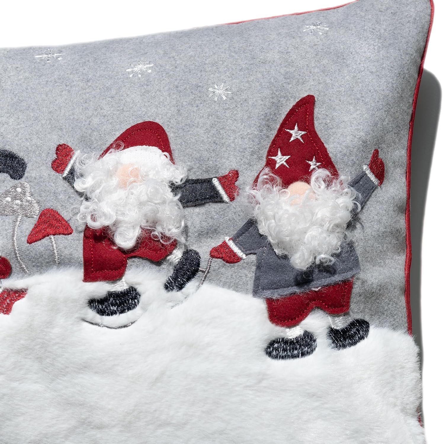 VG|5santa-gray|Decorative Christmas Santa Gnome Throw Pillow Cover Holiday Design