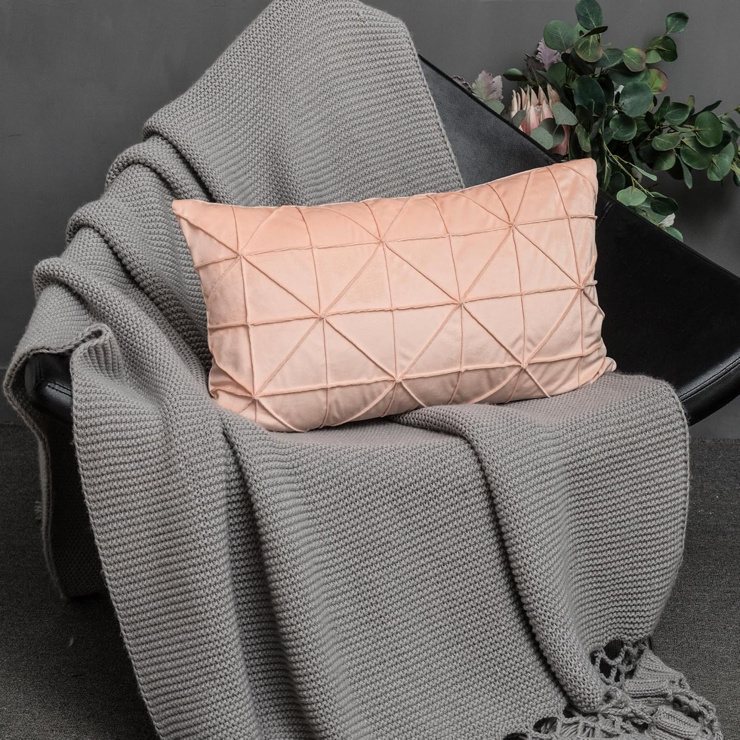 VG|peach-pink|Velvet Pillow Cover
