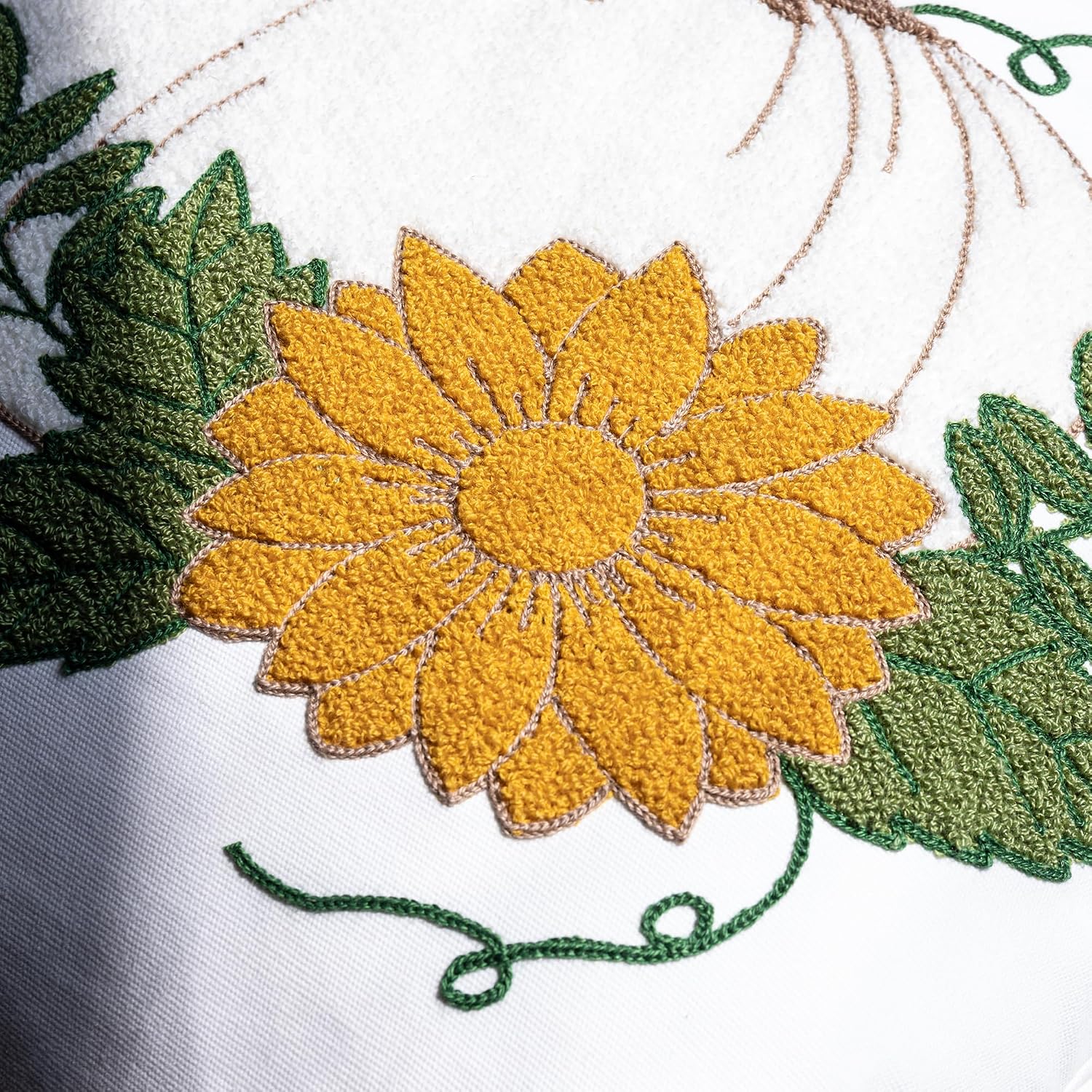 Fall Floral Pumpkin Embroidered Throw Pillow Cover