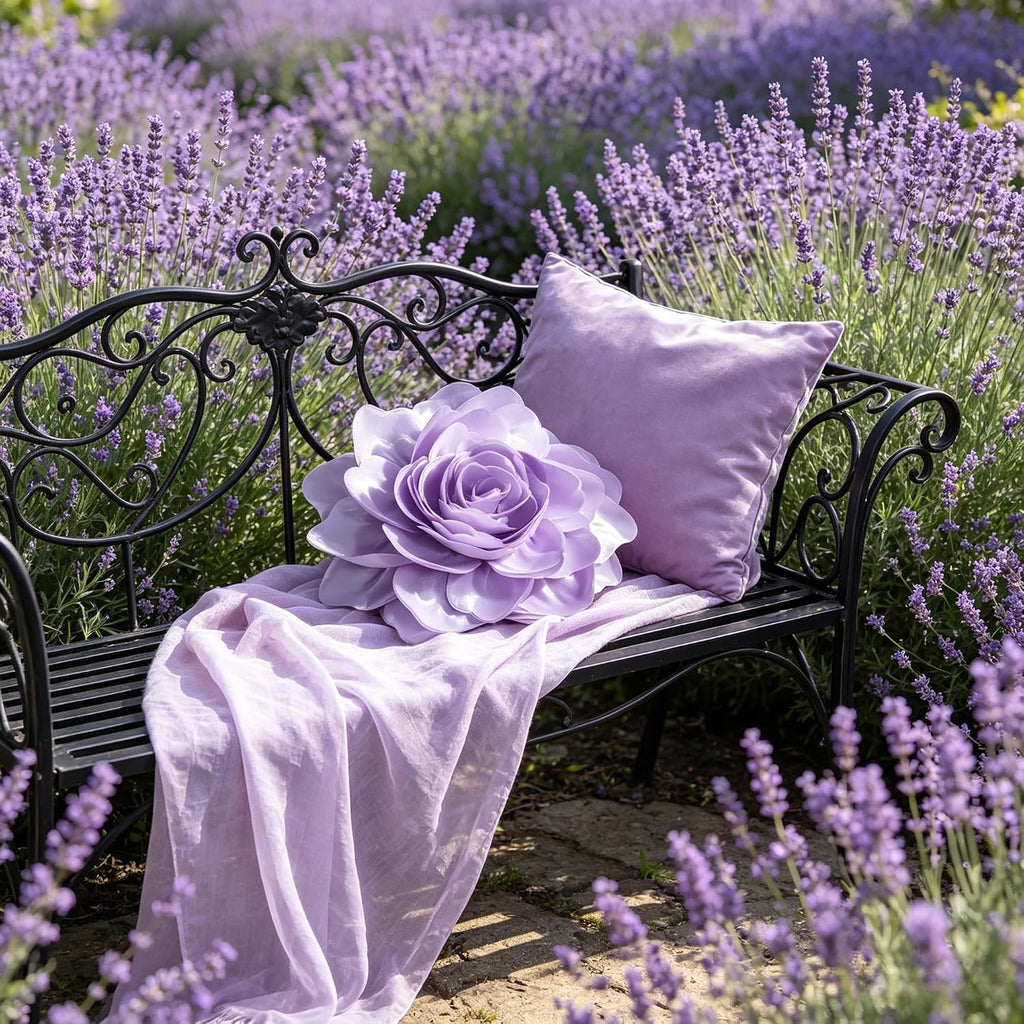 VG|purple|3D Flower Throw Pillow Cover
