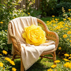 VG|yellow|3D Flower Throw Pillow Cover
