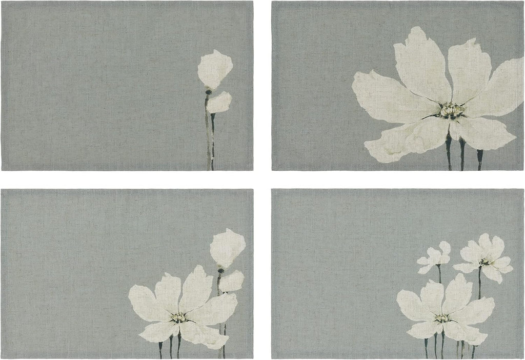 Flower Printing Table Mat for Kitchen Dining Party Summer Spring Set of 4 Linen Placemats - Placemats Set of 4 12 x 18''