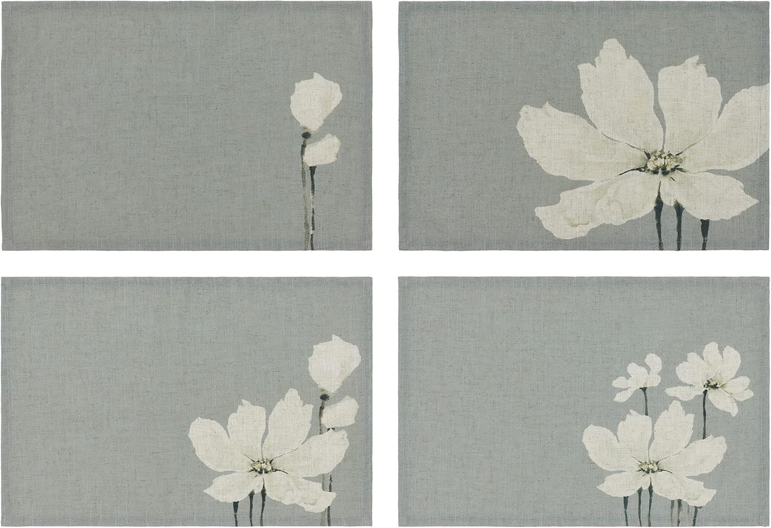Flower Printing Table Mat for Kitchen Dining Party Summer Spring Set of 4 Linen Placemats - Placemats Set of 4 12 x 18''