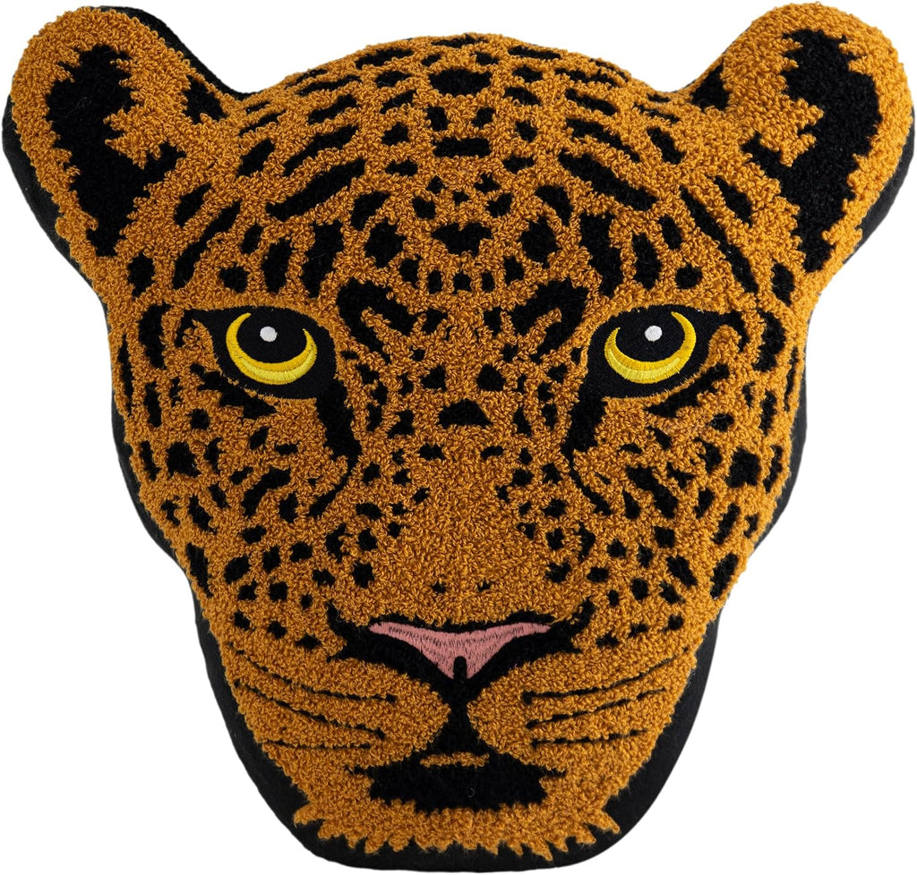 3D Leopard Face Shaped Throw Pillow, Embroidered Animal Decorative Cushion - Default Title