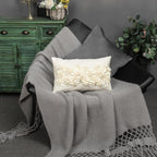 VG|cream-velvet|3D Flower Throw Pillow Cover, Velvet, Light Grey