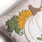 VG|beige|Fall Floral Pumpkin Embroidered Throw Pillow Cover