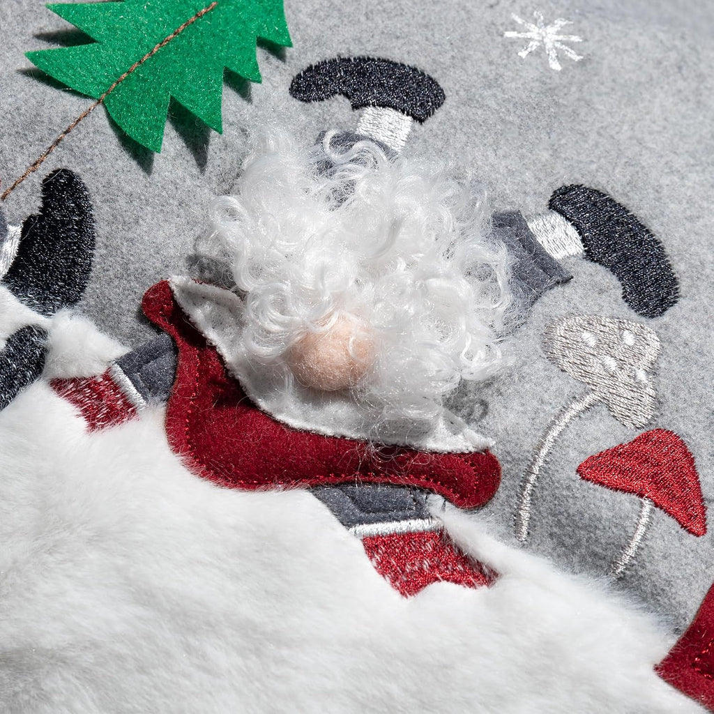 VG|5santa-gray|Decorative Christmas Santa Gnome Throw Pillow Cover Holiday Design