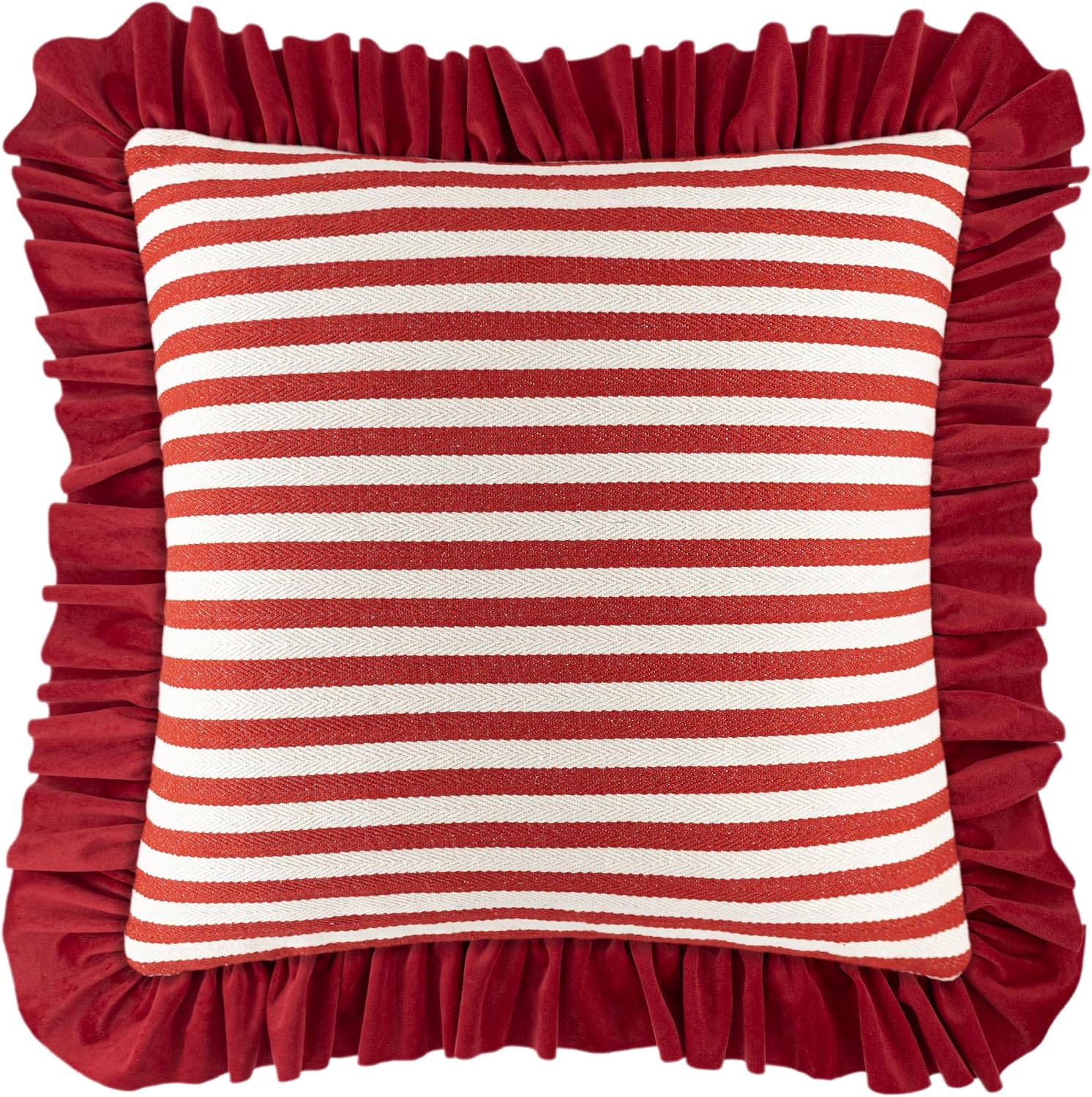 Lace Red Stripes Throw Pillow Cover - Default Title